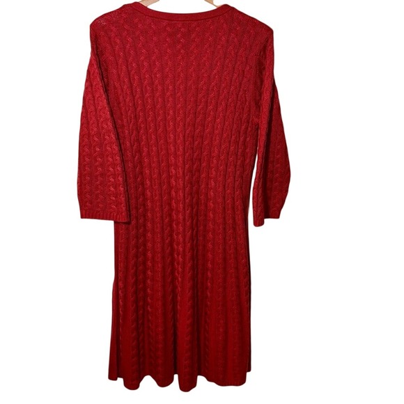 Valentine Jessica Howard 1X Red Cable Knit Sweater Dress – A-Line Midi - Picture 3 of 5